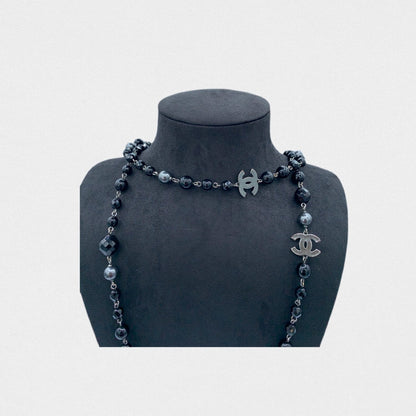 Chanel black long necklace - 2010s