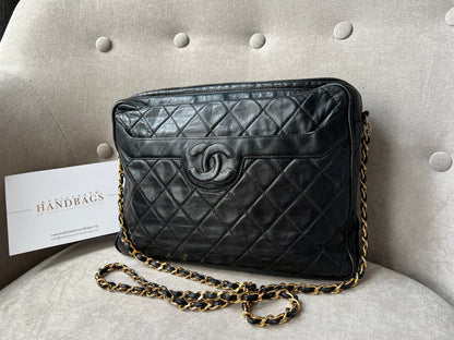 Chanel Vintage Black Lambskin Camera Bag with 24k Gold Hardware