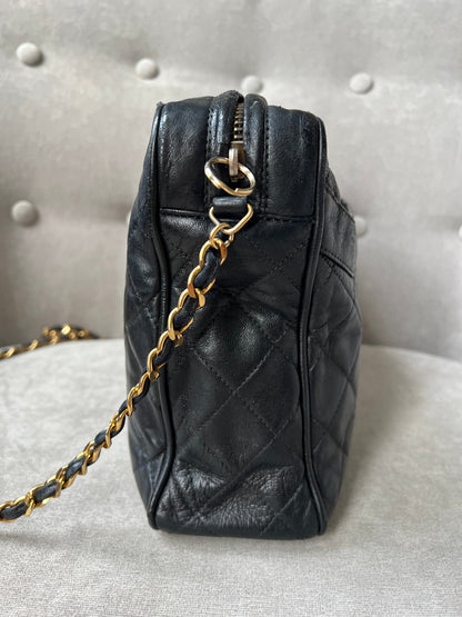 Chanel Vintage Black Lambskin Camera Bag with 24k Gold Hardware