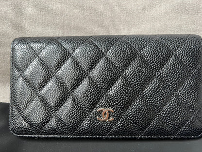 Chanel Black Caviar Flap Wallet with Silver Hardware