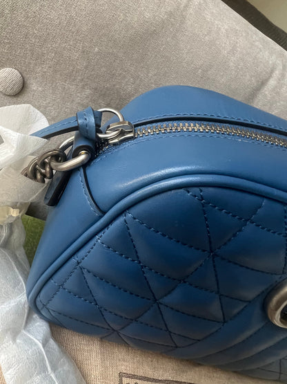 Gucci Aria GG Blue Marmont Small Shoulder Bag (RRP £1250)