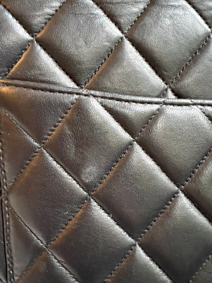 Chanel Vintage Classic Quilted Single Flap Jumbo in Black Lambskin with 24k Gold Hardware