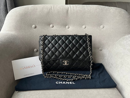 Chanel Jumbo Single Flap in Black Caviar Silver Hardware