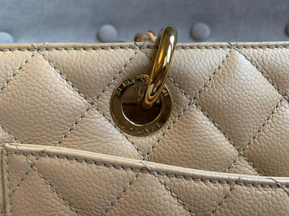 Chanel Beige Caviar Grand Shopper Tote with gold hardware (GST)