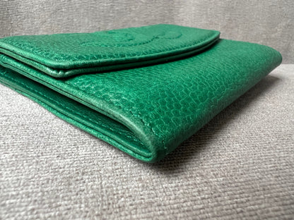 Chanel Vintage Timeless CC Flap Card Holder in Green Caviar