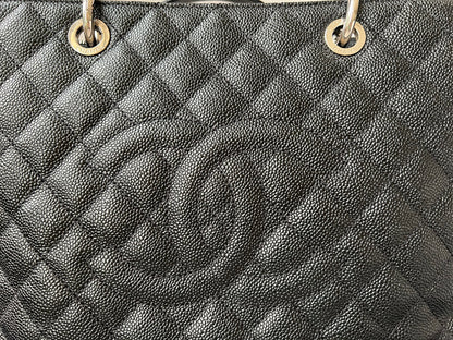 Chanel Black Caviar Grand Shopper Tote (GST) Silver Hardware