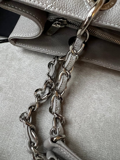 Chanel Grey Caviar Grand Shopper Tote (GST) Silver Hardware