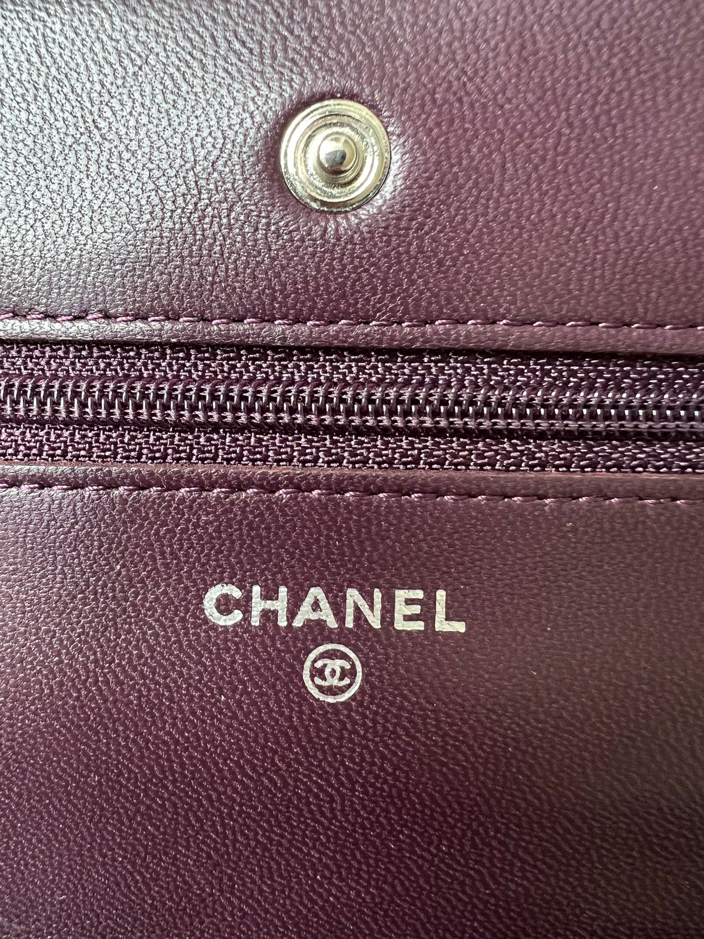 Chanel Aubergine Lambskin Wallet on Chain