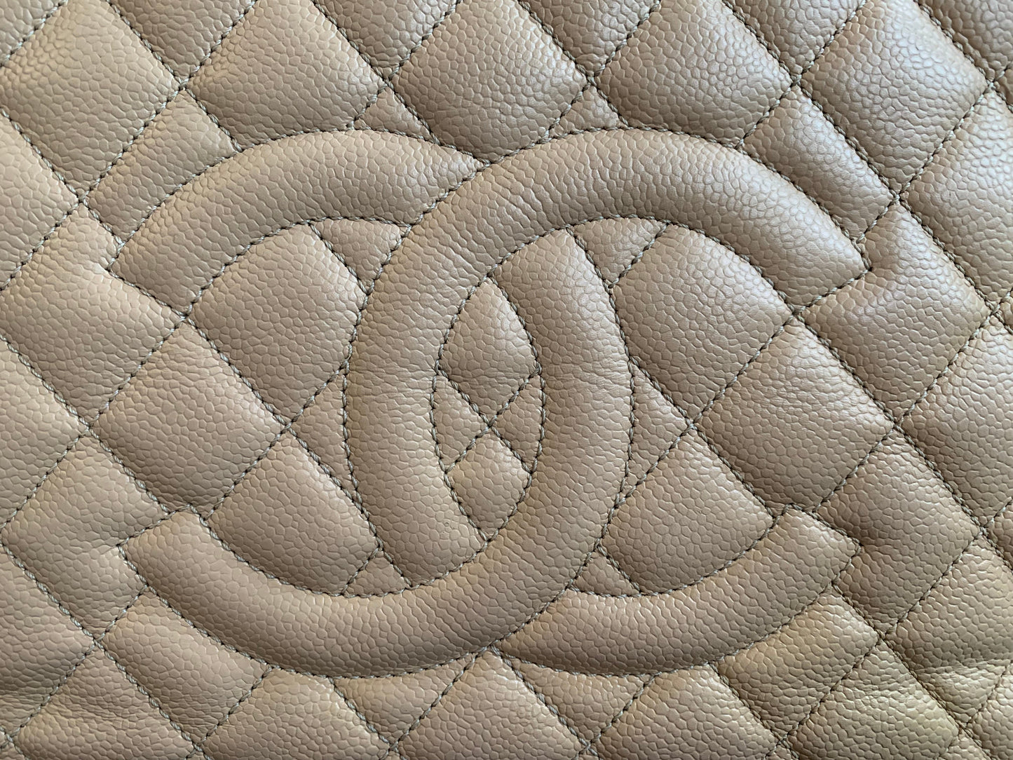 Chanel Beige Caviar Grand Shopper Tote with gold hardware (GST)