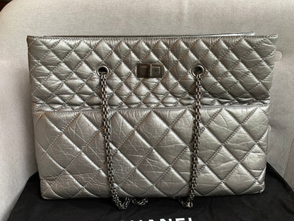 Chanel Large 2.55 Silver Grey Reissue Chain Tote