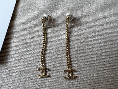 Chanel CC Chain Drop Earrings Gold