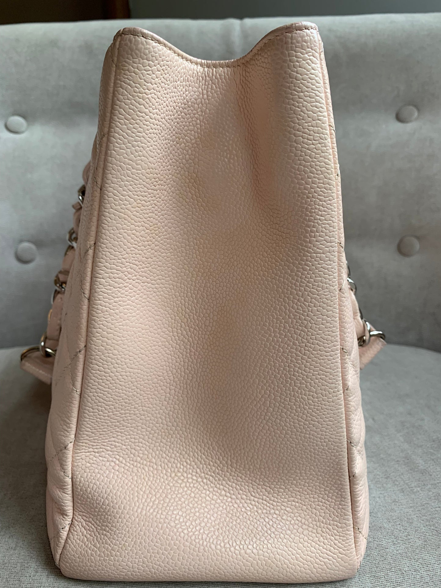 Chanel Light Pink Caviar Grand Shopper Tote with silver hardware (GST)