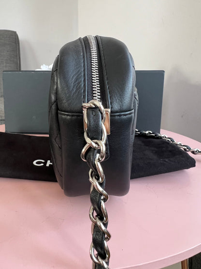 Chanel Black Chevron Camera Bag