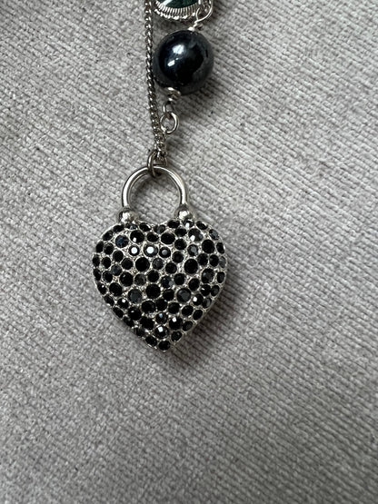 Chanel Resin Flower Heart Pendant Necklace