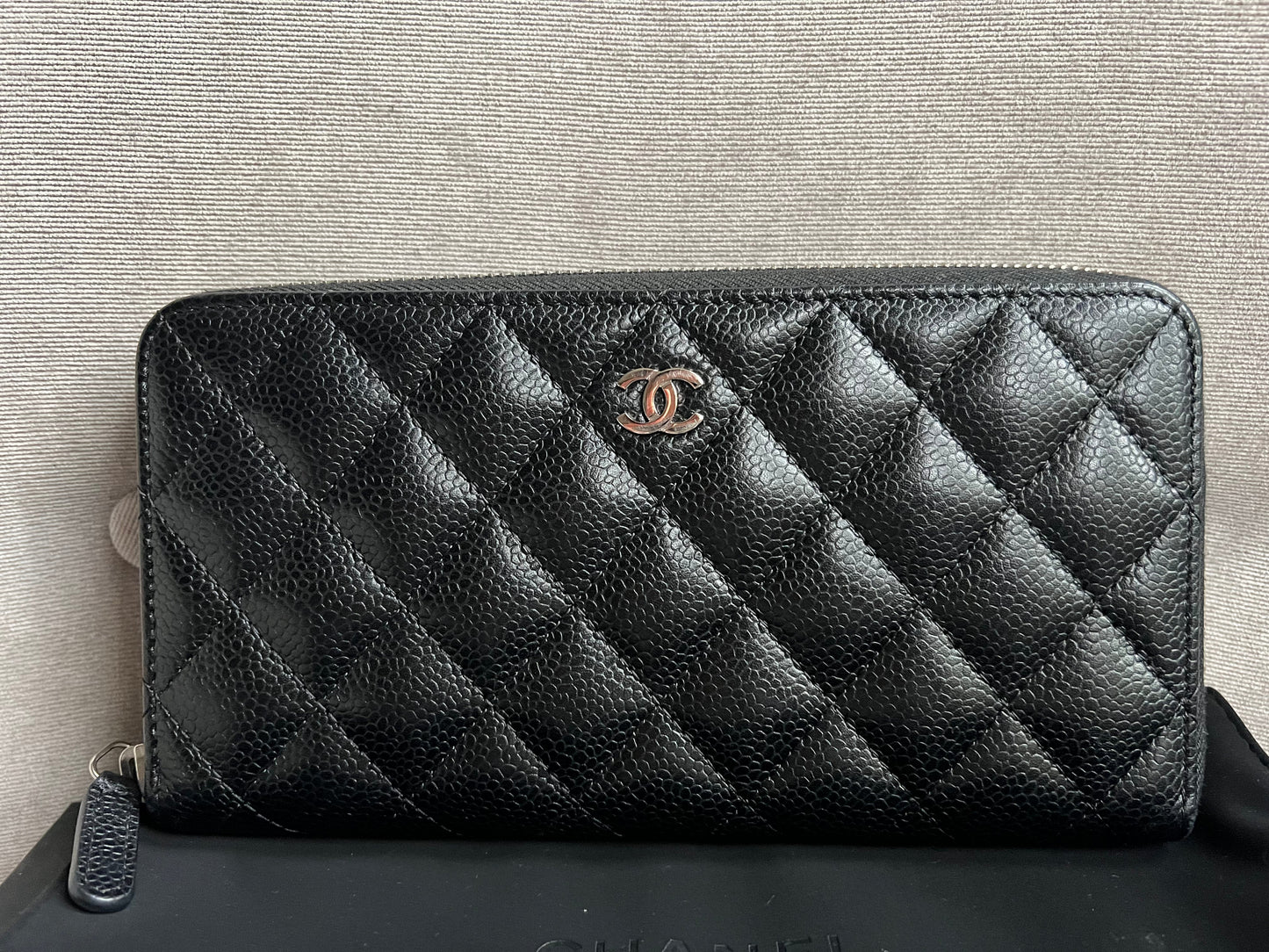 Chanel Black Caviar Classic Long Zipped wallet with Silver Hardware (RRP £1150)