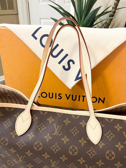 LOUIS VUITTON 2022 Neverfull GM Monogram Tote Bag In Beige