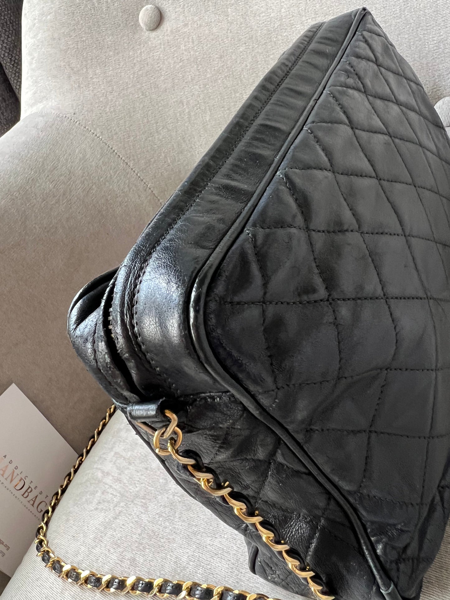 Chanel Vintage Black Lambskin Camera Bag with 24k Gold Hardware