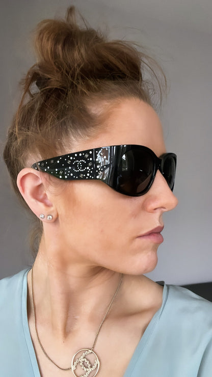 Chanel Black Sunglasses with diamanté details