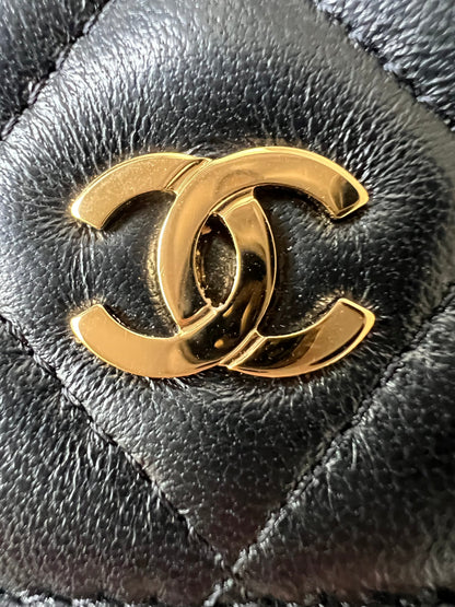 Chanel Black Lambskin Wallet on Chain with gold hardware