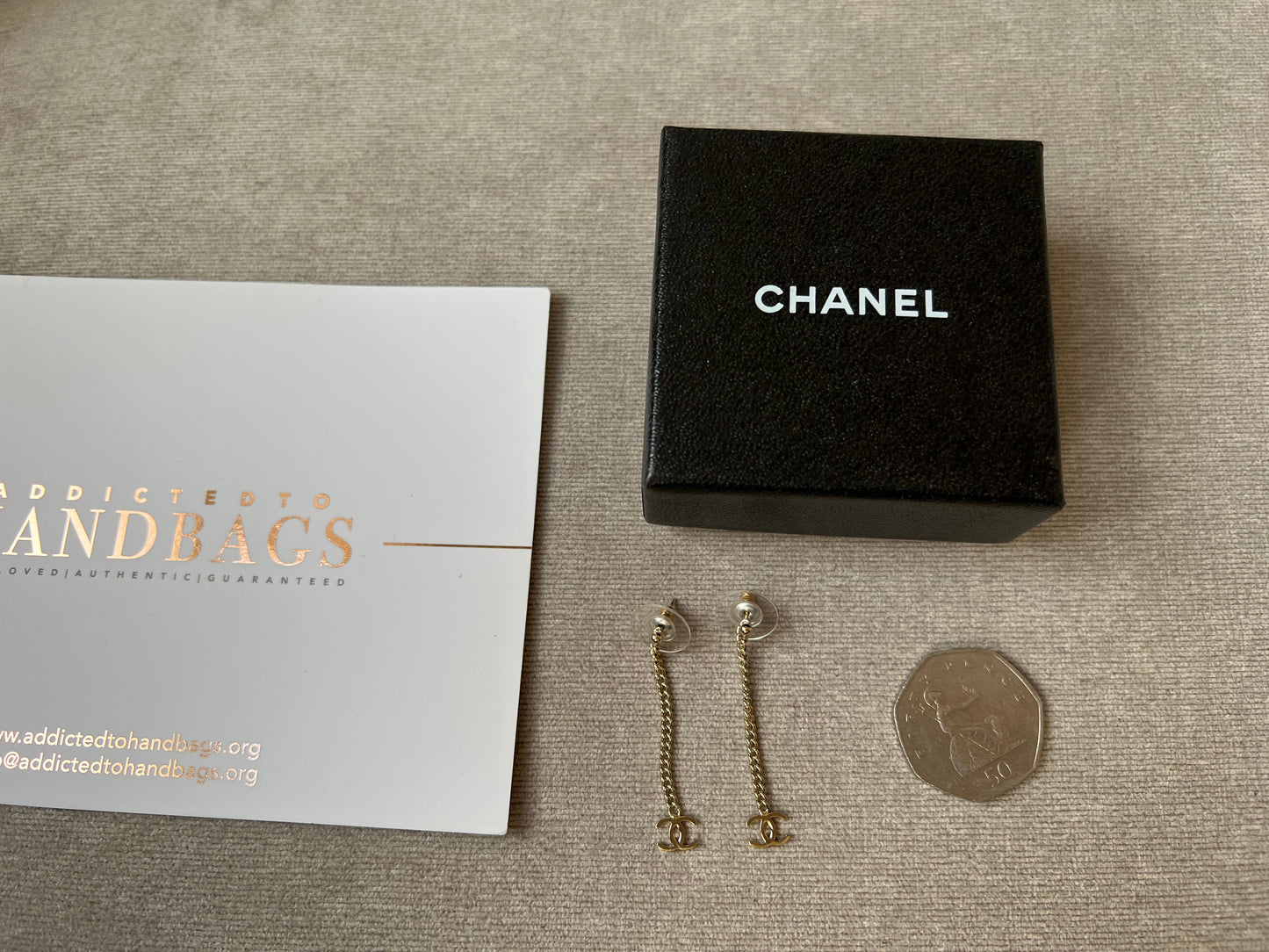 Chanel CC Chain Drop Earrings Gold