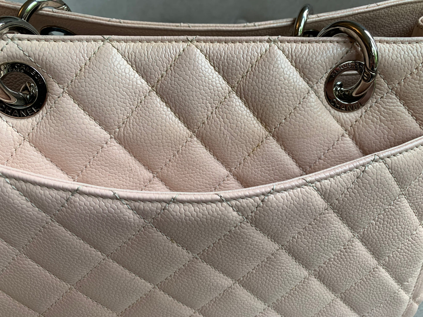 Chanel Light Pink Caviar Grand Shopper Tote with silver hardware (GST)