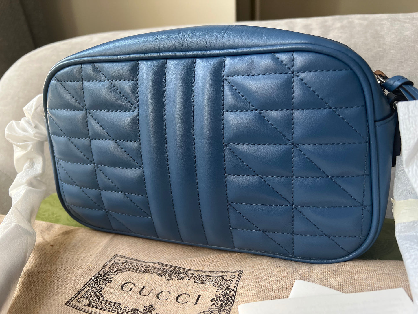 Gucci Aria GG Blue Marmont Small Shoulder Bag (RRP £1250)