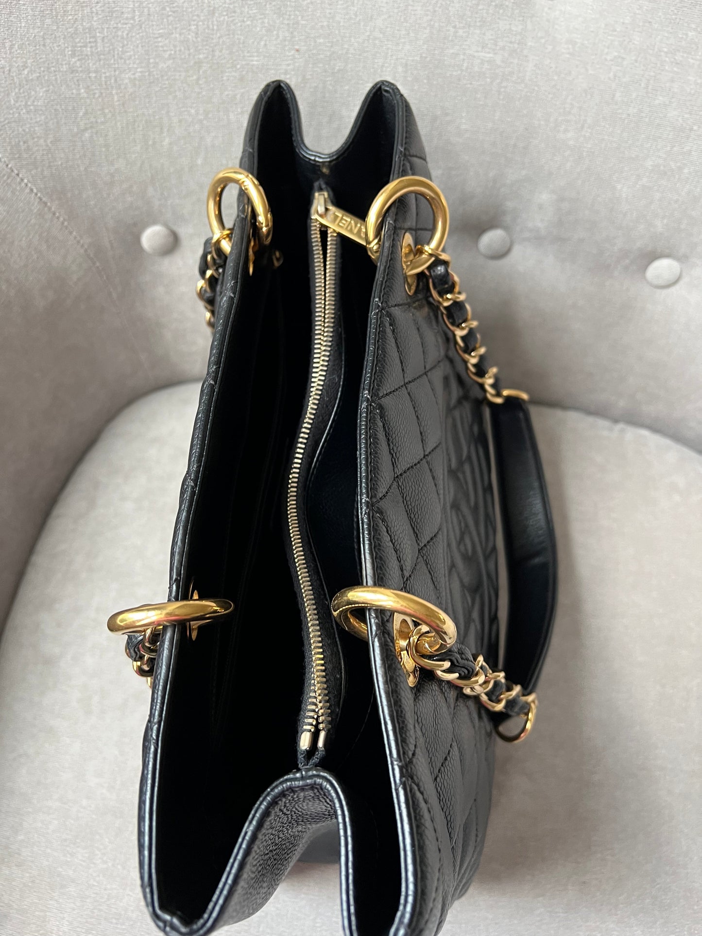 Chanel Black Caviar Grand Shopper Tote Gold Hardware (GST)