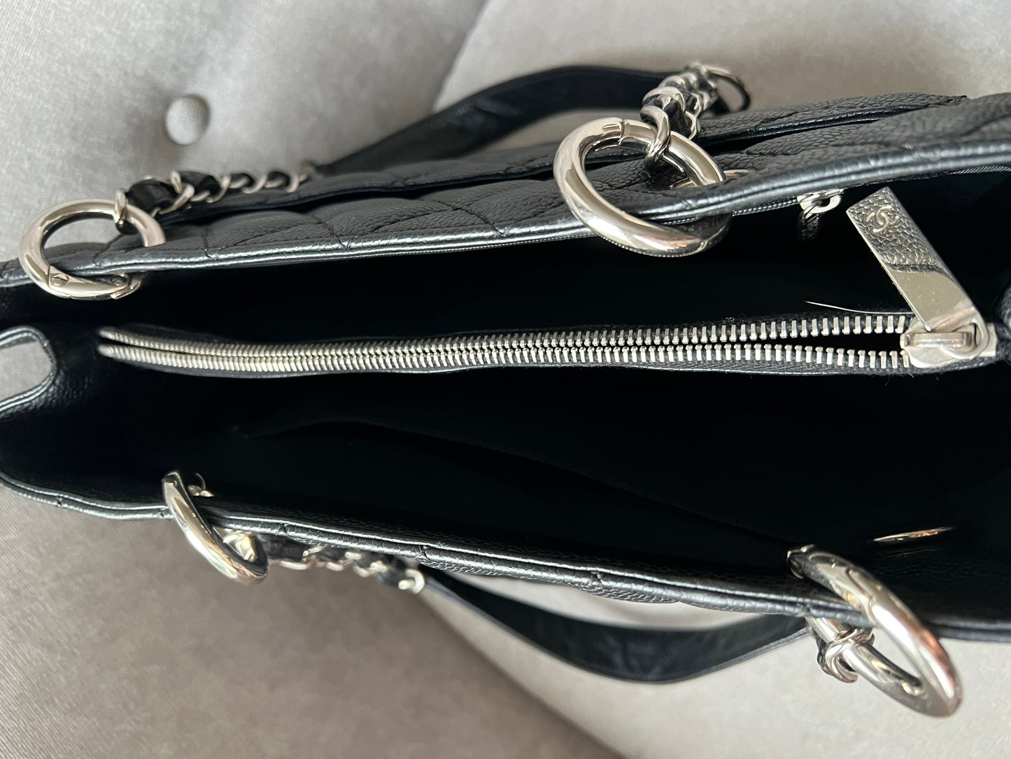 Chanel Black Caviar Grand Shopper Tote (GST) Silver Hardware