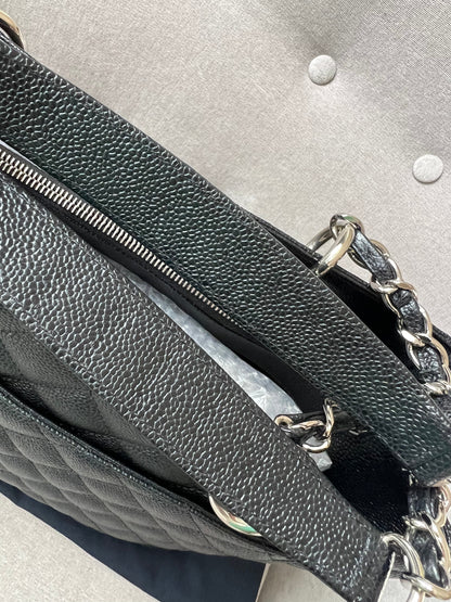 Chanel Black Caviar Grand Shopper Tote (GST) Silver Hardware