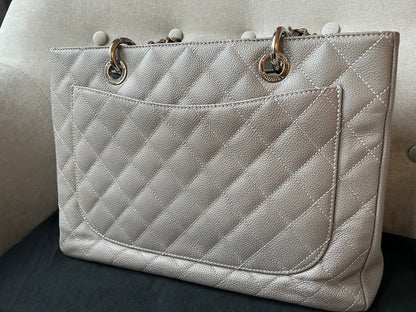 Chanel Grey Caviar Grand Shopper Tote (GST) Silver Hardware