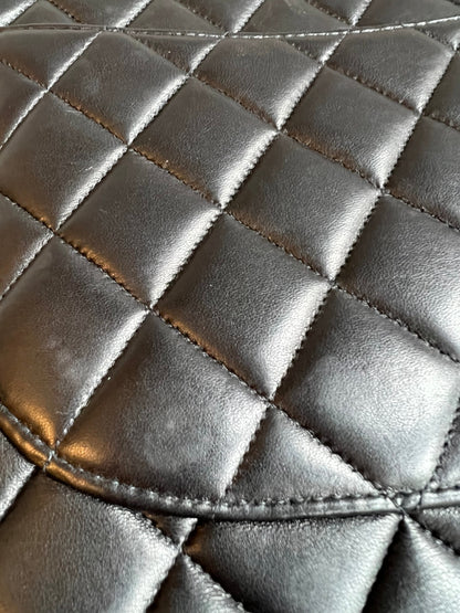 Chanel Vintage Classic Quilted Single Flap Jumbo in Black Lambskin with 24k Gold Hardware