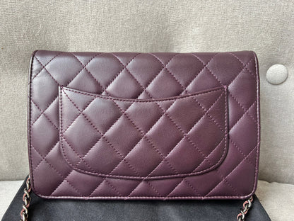 Chanel Aubergine Lambskin Wallet on Chain