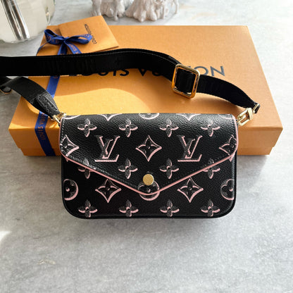 LOUIS VUITTON 2022 Felicie Strap & Go Crossbody Bag In Black