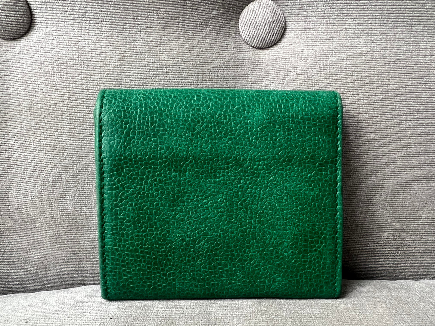 Chanel Vintage Timeless CC Flap Card Holder in Green Caviar