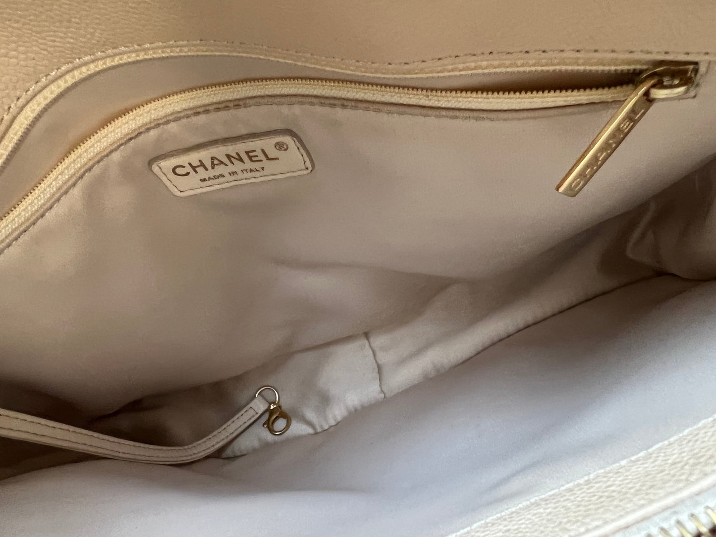 Chanel Beige Caviar Grand Shopper Tote with gold hardware (GST)