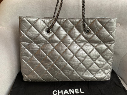 Chanel Large 2.55 Silver Grey Reissue Chain Tote