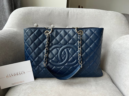 Chanel XL Dark Blue Caviar Grand Shopper Tote (GST)