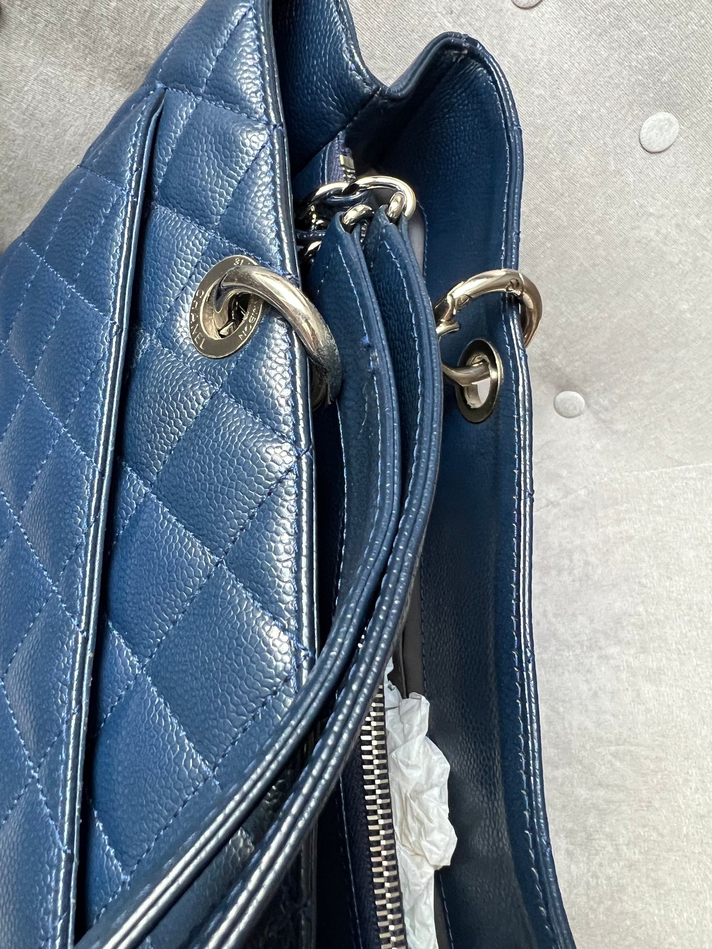 Chanel XL Dark Blue Caviar Grand Shopper Tote (GST)