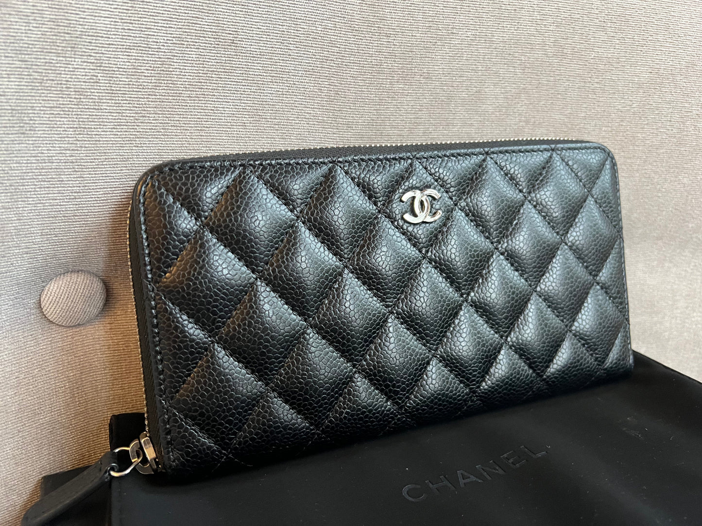 Chanel Black Caviar Classic Long Zipped wallet with Silver Hardware (RRP £1150)