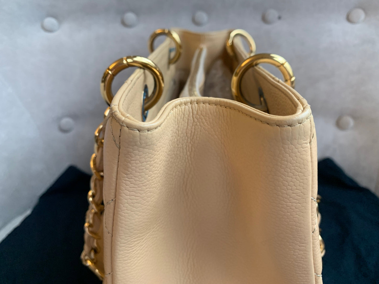 Chanel Beige Caviar Grand Shopper Tote with gold hardware (GST)