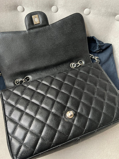 Chanel Jumbo Single Flap in Black Caviar Silver Hardware