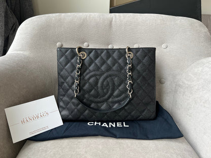 Chanel Black Caviar Grand Shopper Tote (GST) Silver Hardware