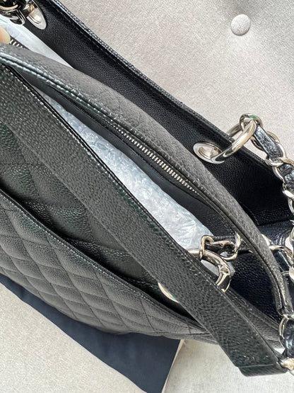 Chanel Black Caviar Grand Shopper Tote (GST) Silver Hardware