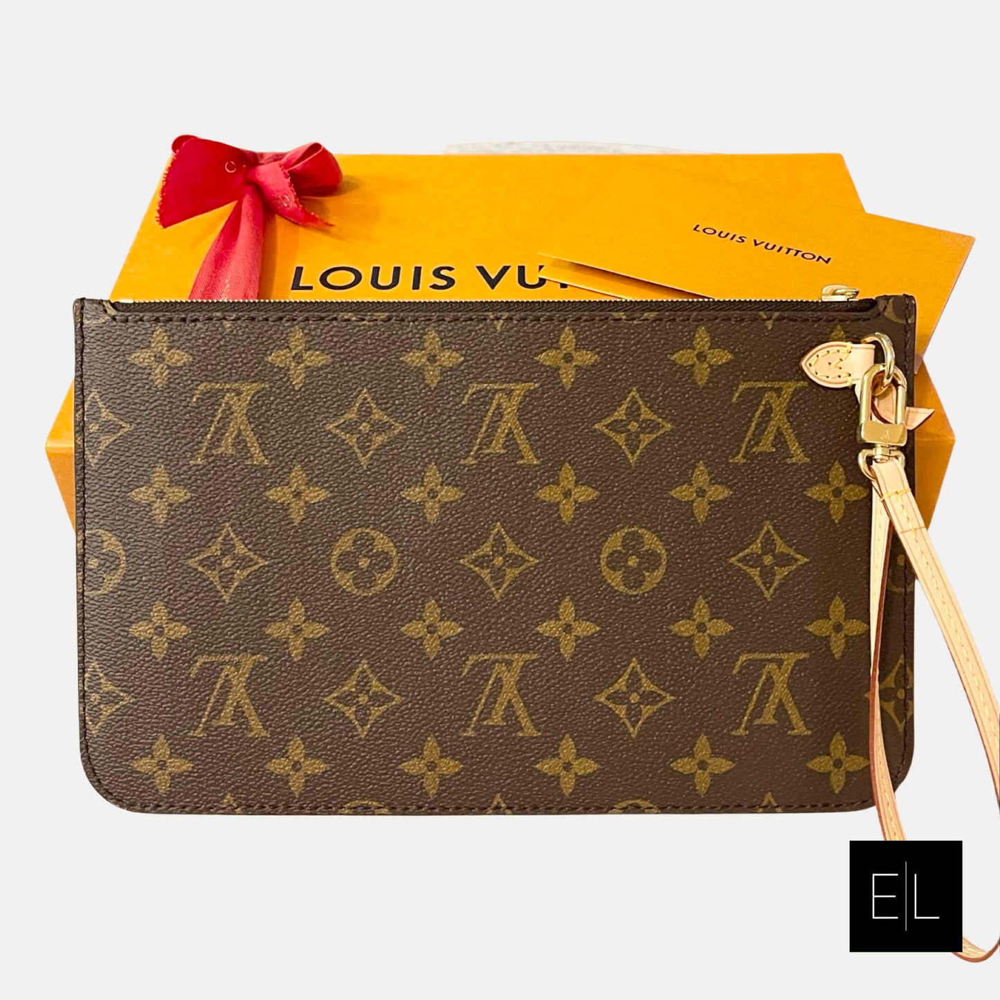 LOUIS VUITTON 2022 Neverfull GM Monogram Wristlet Pouch In Beige