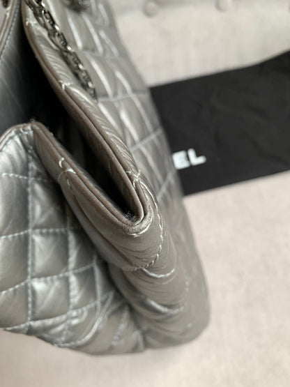 Chanel Large 2.55 Silver Grey Reissue Chain Tote