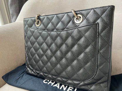 Chanel Black Caviar Grand Shopper Tote (GST) Silver Hardware