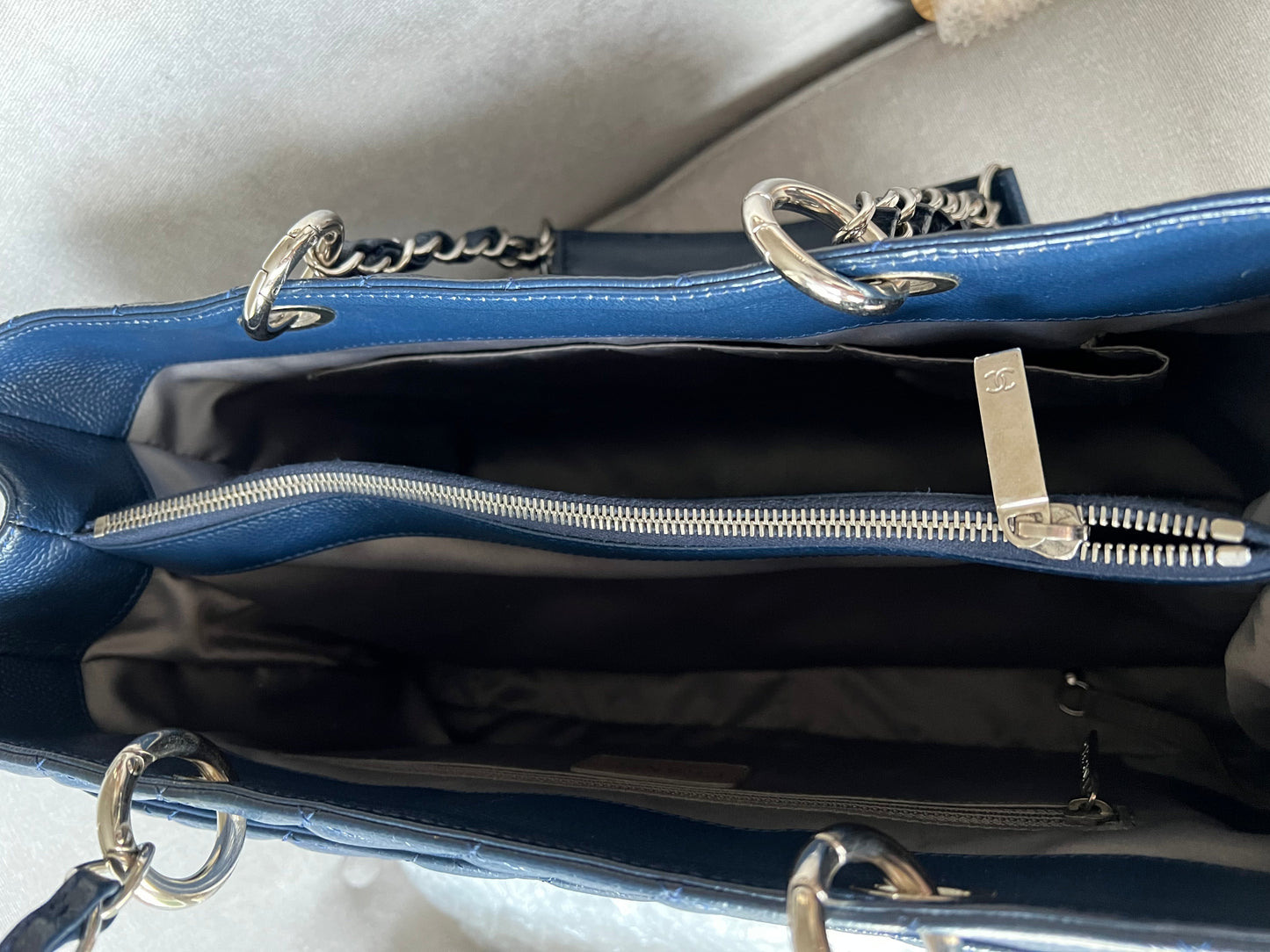 Chanel XL Dark Blue Caviar Grand Shopper Tote (GST)