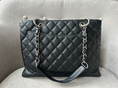 Chanel Black Caviar Grand Shopper Tote (GST) Silver Hardware