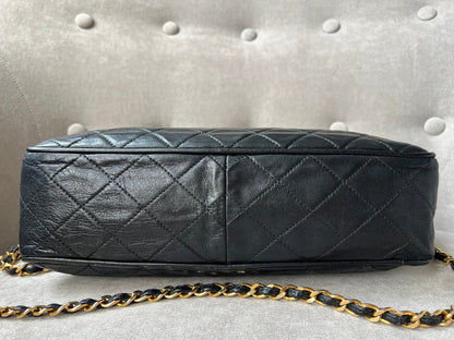 Chanel Vintage Black Lambskin Camera Bag with 24k Gold Hardware