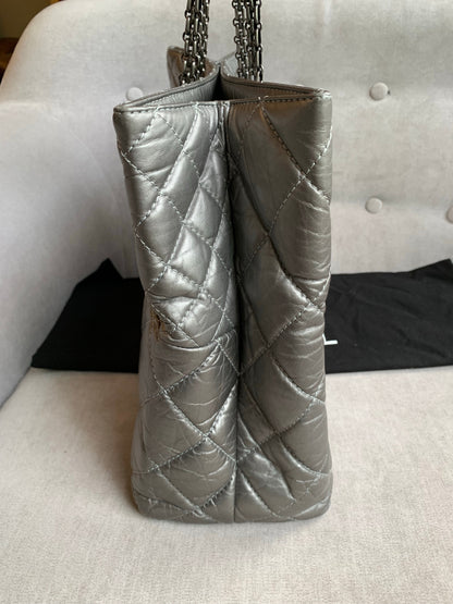 Chanel Large 2.55 Silver Grey Reissue Chain Tote